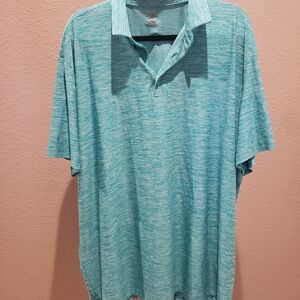 Men's Aqua Heather Short-Sleeve Polo - Lightweight Comfort